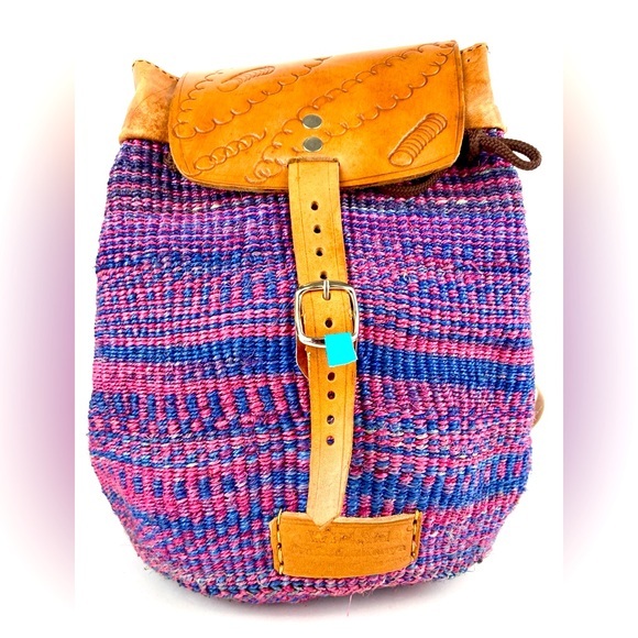 Unbranded Handbags - NWOT Baobab Kenya Leather Top Wicker Back Pack Purse